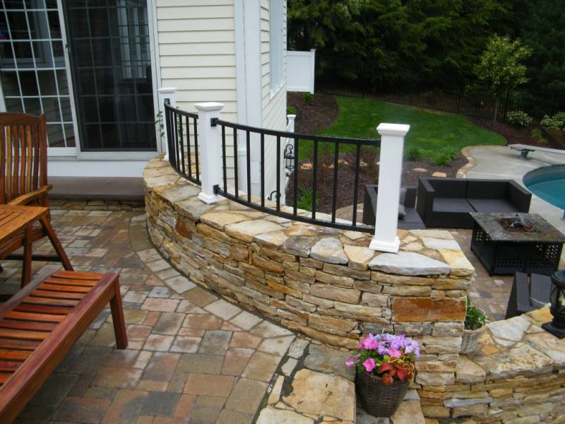 custom designed natural stone wall and paver patio wilbraham ma